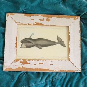 Rustic Whale Art Print in Distressed Frame